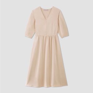 EVERLANE The TENCEL™ Puff-Sleeve Dress- Whisper cream color size L